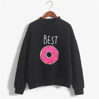 Funny Best Friend Hoody Sweatshirt Women Funny Crewneck Hipster BFF Hoodies Kawaii Food Snacks Pullover INS Jumper